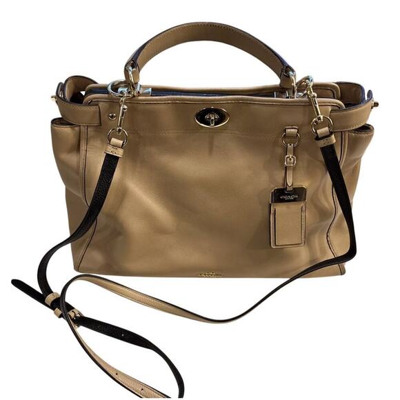 Vintage Coach Gramercy Satchel in Beige (Bone) Glove-Tanned‎ Leather - Picture 1 of 5